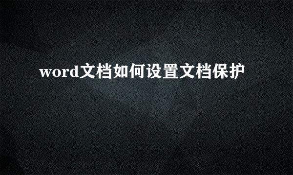 word文档如何设置文档保护