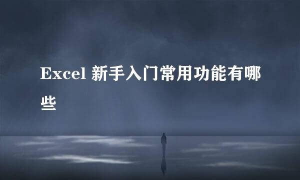 Excel 新手入门常用功能有哪些