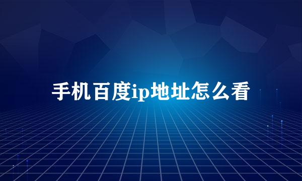 手机百度ip地址怎么看