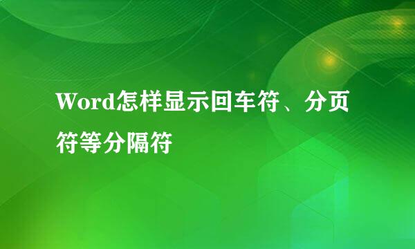 Word怎样显示回车符、分页符等分隔符