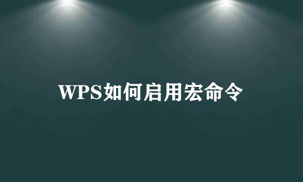 WPS如何启用宏命令