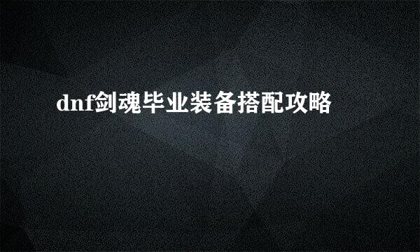dnf剑魂毕业装备搭配攻略