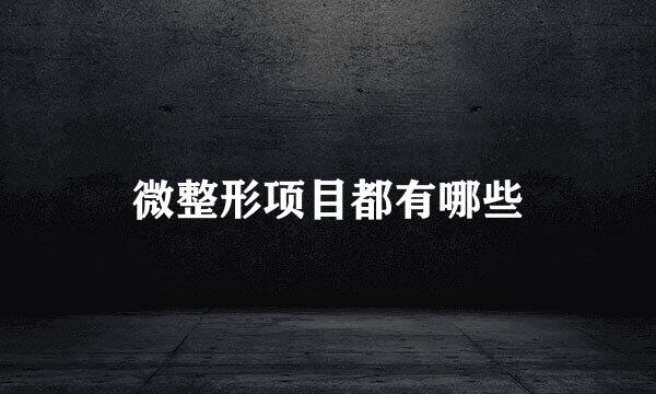 微整形项目都有哪些