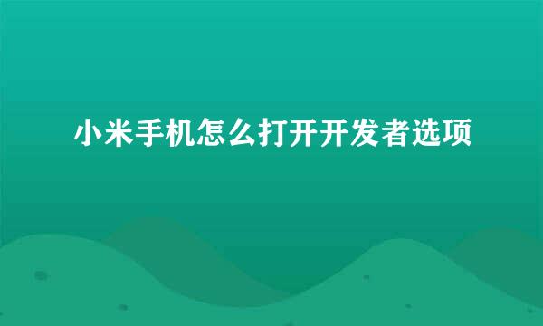 小米手机怎么打开开发者选项
