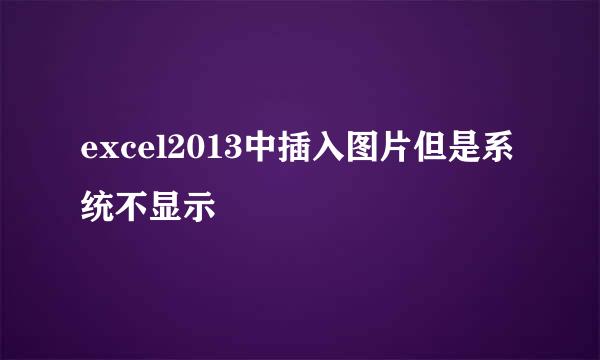 excel2013中插入图片但是系统不显示