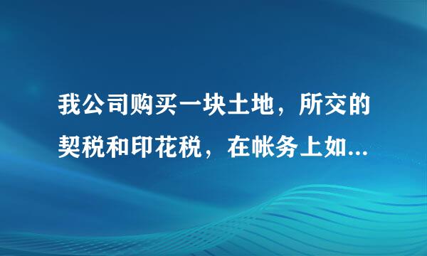 我公司购买一块土地，所交的契税和印花税，在帐务上如何处理出会计分录