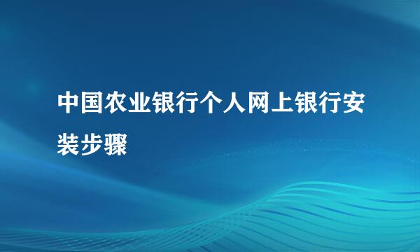 中国农业银行个人网上银行安装步骤