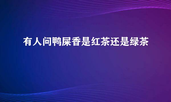 有人问鸭屎香是红茶还是绿茶