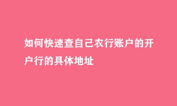 如何快速查自己农行账户的开户行的具体地址