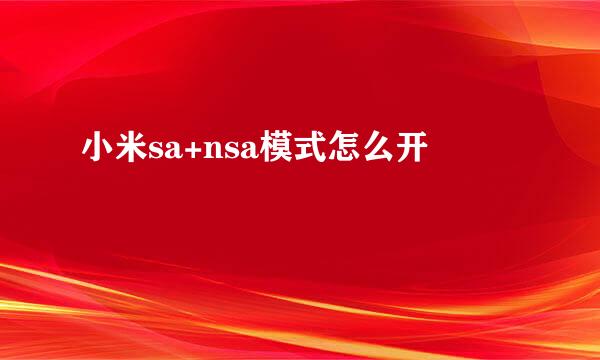 小米sa+nsa模式怎么开