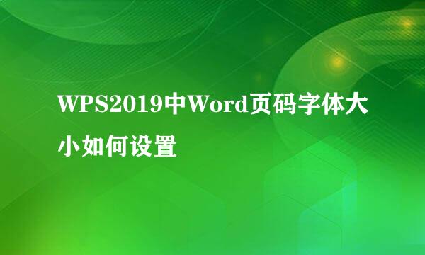 WPS2019中Word页码字体大小如何设置