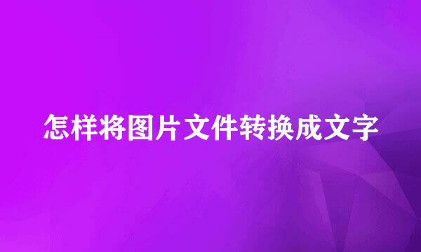 怎样将图片文件转换成文字