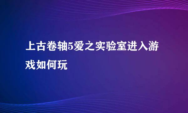 上古卷轴5爱之实验室进入游戏如何玩