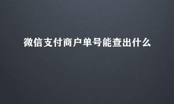 微信支付商户单号能查出什么