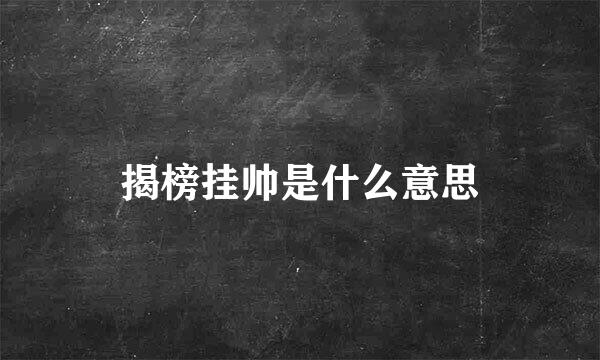 揭榜挂帅是什么意思