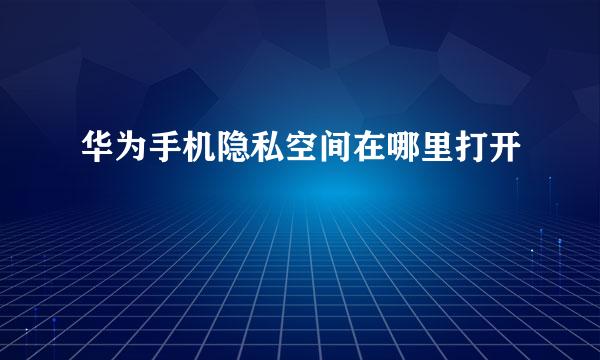 华为手机隐私空间在哪里打开