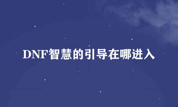 DNF智慧的引导在哪进入