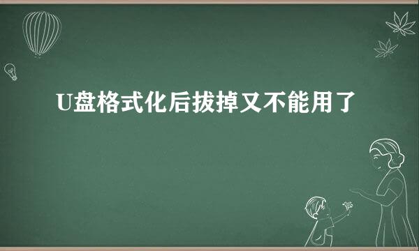 U盘格式化后拔掉又不能用了