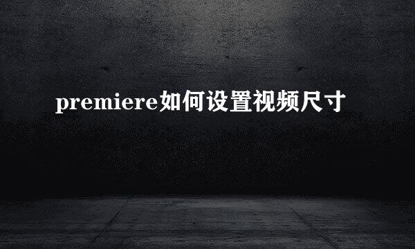 premiere如何设置视频尺寸