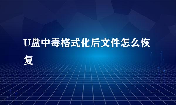 U盘中毒格式化后文件怎么恢复