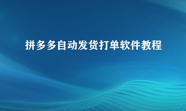 拼多多自动发货打单软件教程