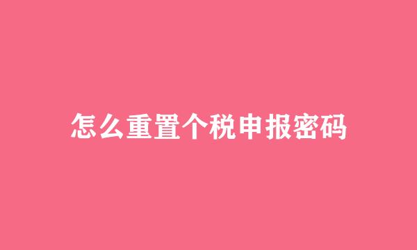 怎么重置个税申报密码