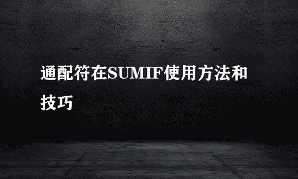 通配符在SUMIF使用方法和技巧