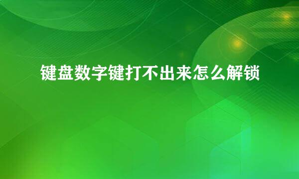 键盘数字键打不出来怎么解锁
