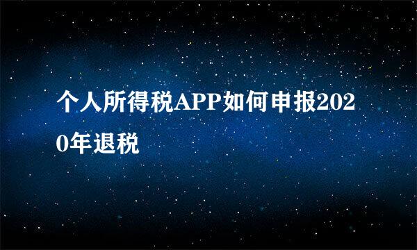 个人所得税APP如何申报2020年退税