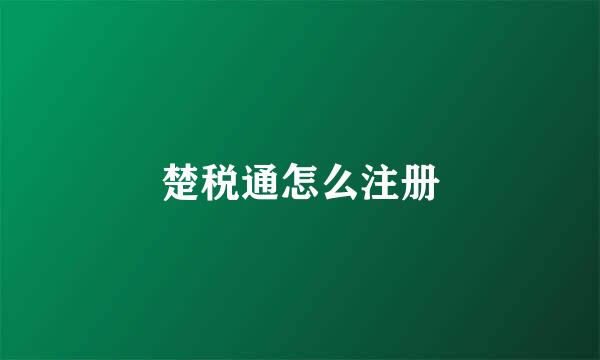 楚税通怎么注册