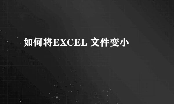 如何将EXCEL 文件变小