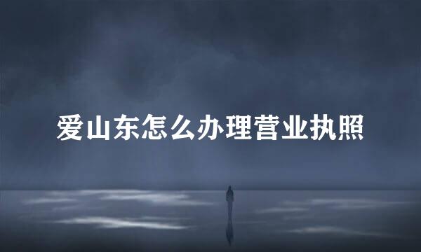 爱山东怎么办理营业执照