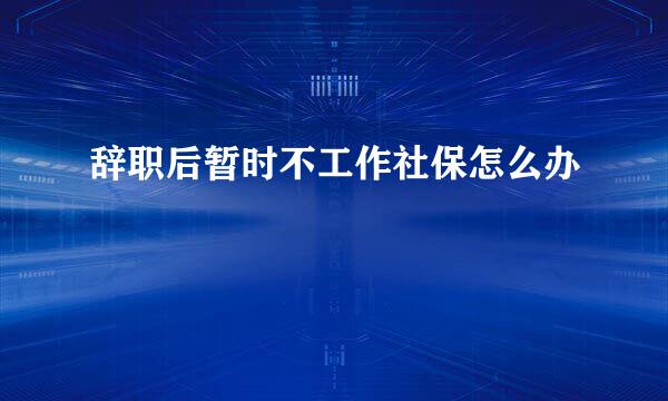 辞职后暂时不工作社保怎么办