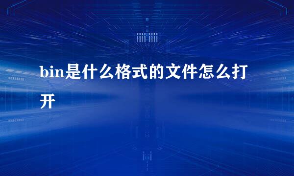 bin是什么格式的文件怎么打开