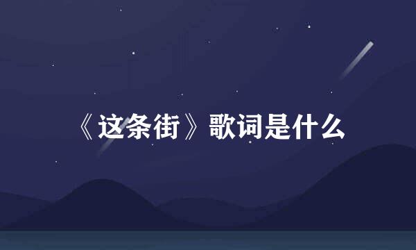 《这条街》歌词是什么