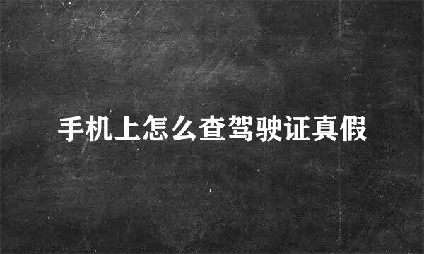 手机上怎么查驾驶证真假