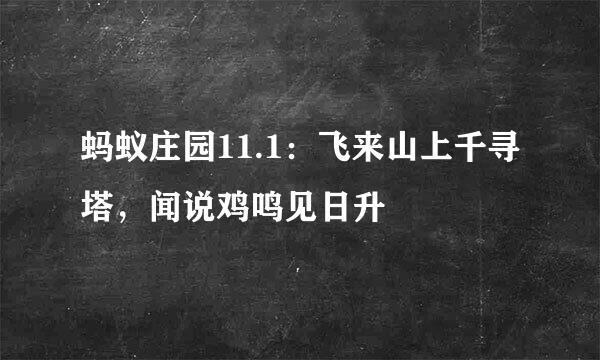 蚂蚁庄园11.1：飞来山上千寻塔，闻说鸡鸣见日升