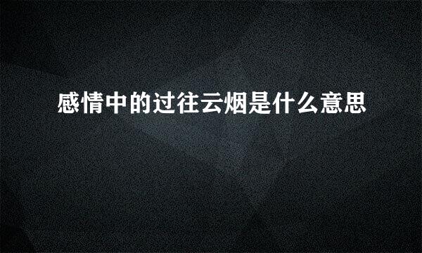 感情中的过往云烟是什么意思