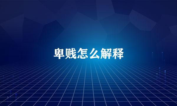 卑贱怎么解释
