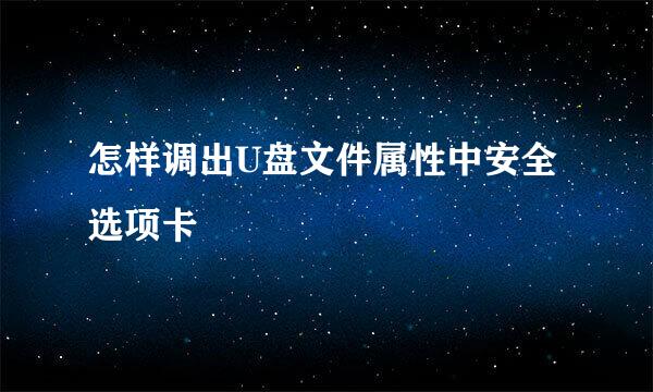 怎样调出U盘文件属性中安全选项卡