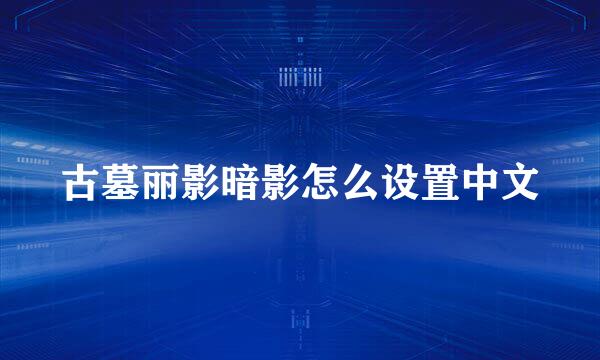 古墓丽影暗影怎么设置中文