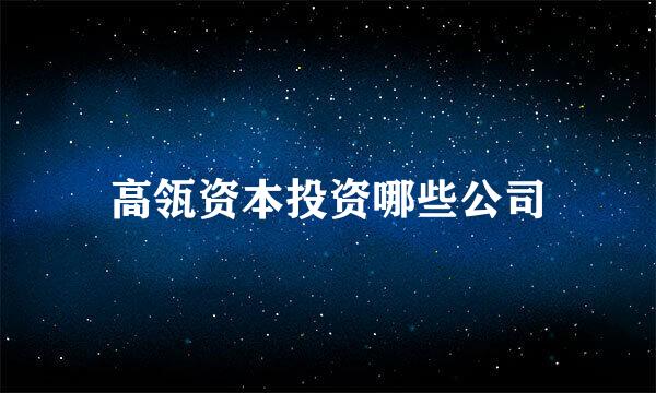 高瓴资本投资哪些公司