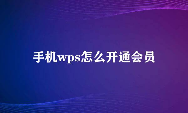 手机wps怎么开通会员