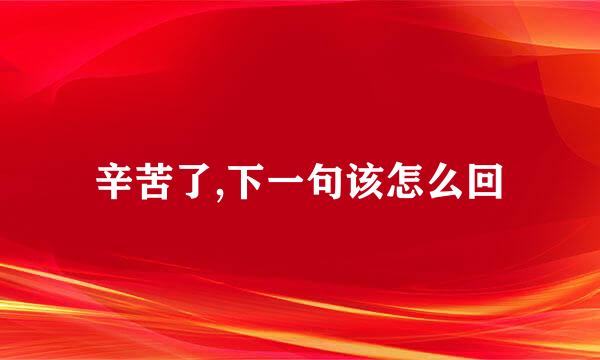 辛苦了,下一句该怎么回