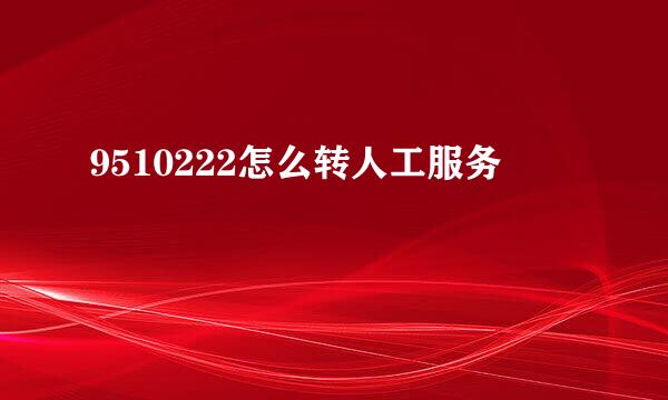 9510222怎么转人工服务