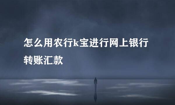 怎么用农行k宝进行网上银行转账汇款