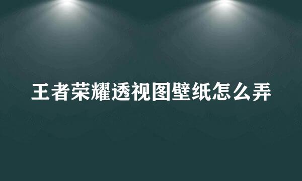王者荣耀透视图壁纸怎么弄