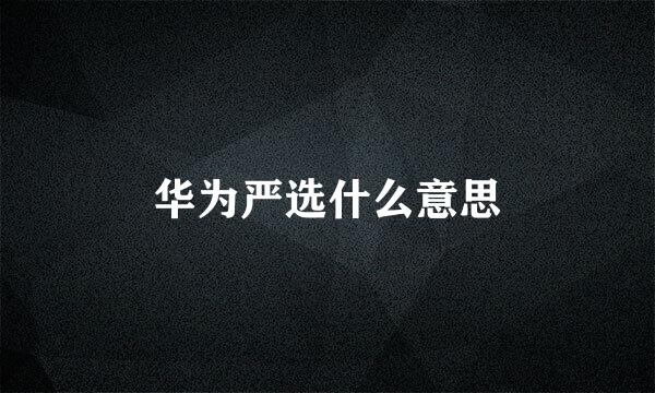 华为严选什么意思