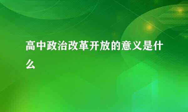 高中政治改革开放的意义是什么