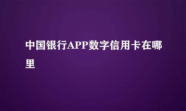 中国银行APP数字信用卡在哪里